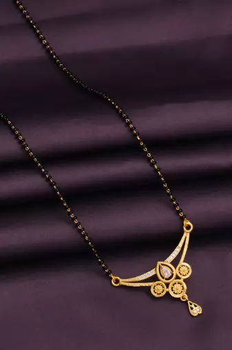 gold plated diamond mangalsutra 