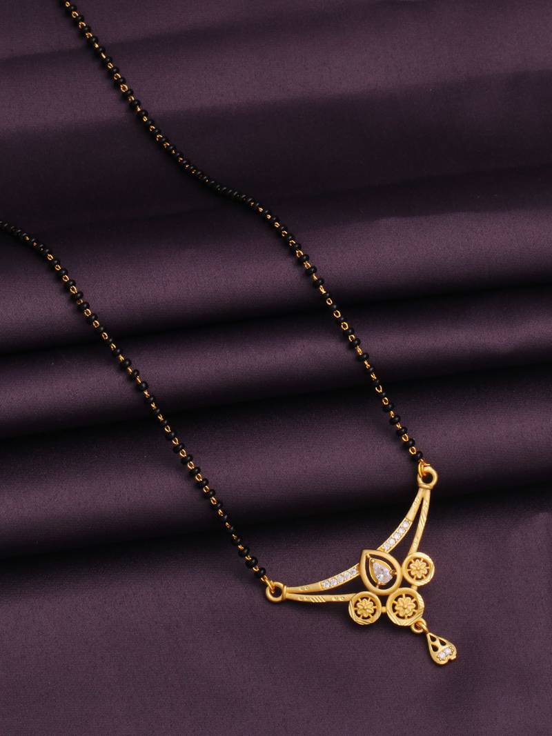 gold plated diamond mangalsutra 