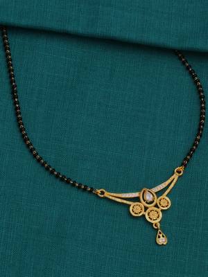 gold plated diamond mangalsutra  3