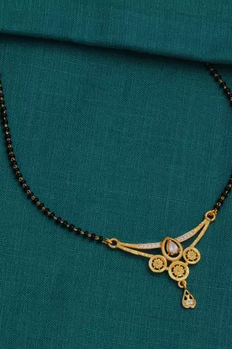 gold plated diamond mangalsutra 