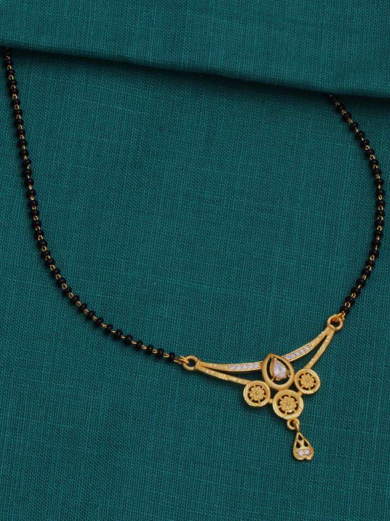 gold plated diamond mangalsutra 