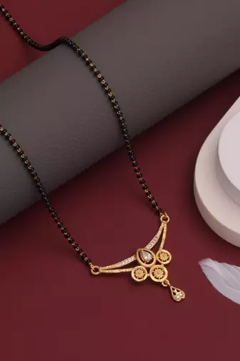 gold plated diamond mangalsutra 
