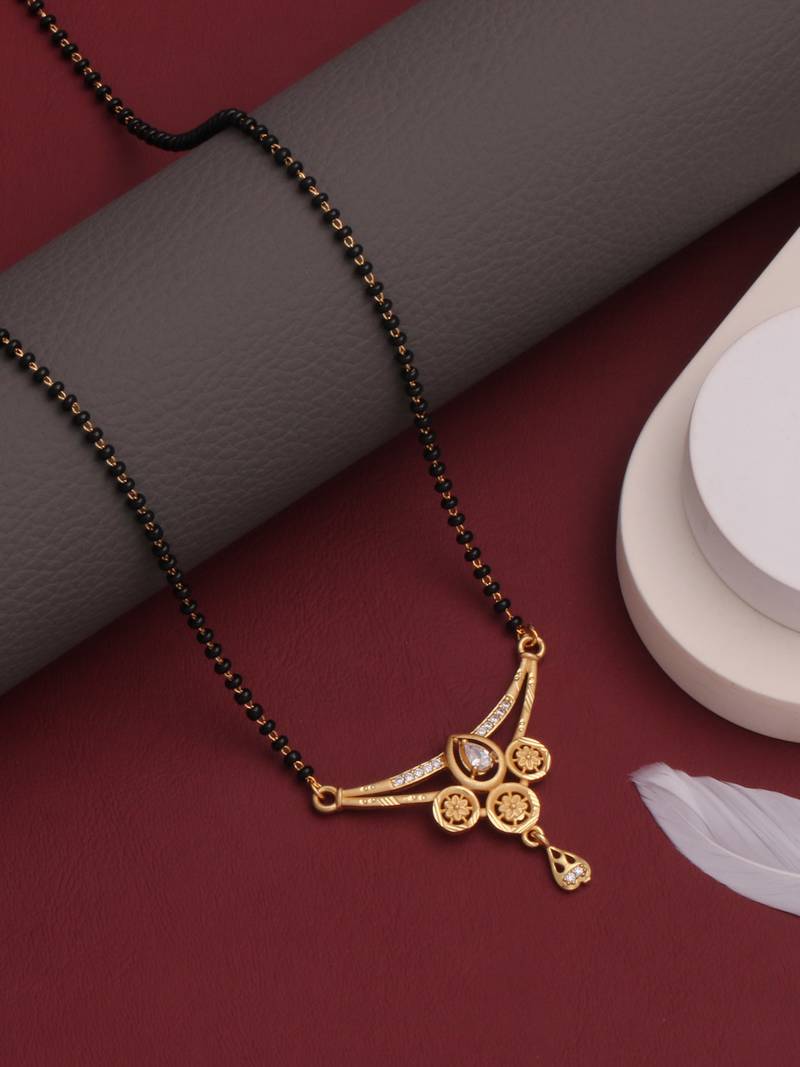 gold plated diamond mangalsutra 