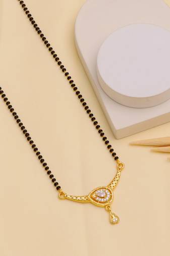 gold plated diamond mangalsutra 