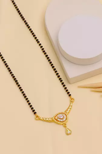 gold plated diamond mangalsutra 