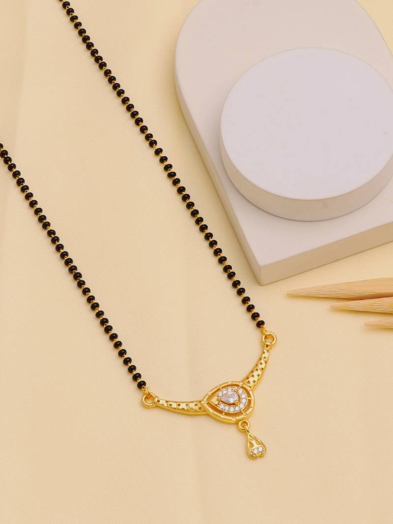 gold plated diamond mangalsutra 