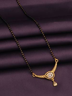 gold plated diamond mangalsutra  2