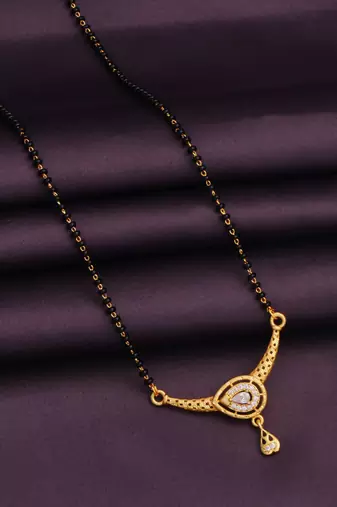 gold plated diamond mangalsutra 