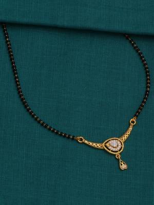 gold plated diamond mangalsutra  3
