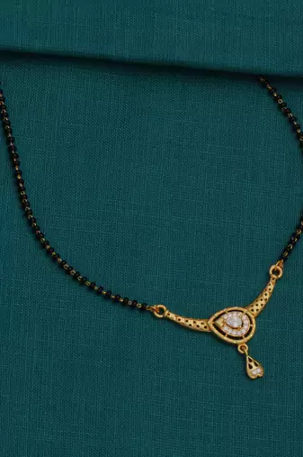 gold plated diamond mangalsutra 