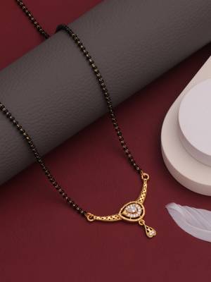 gold plated diamond mangalsutra  5