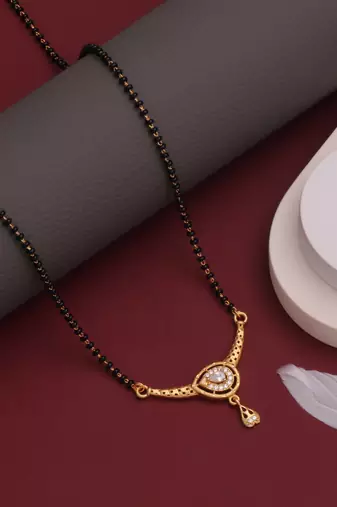 gold plated diamond mangalsutra 