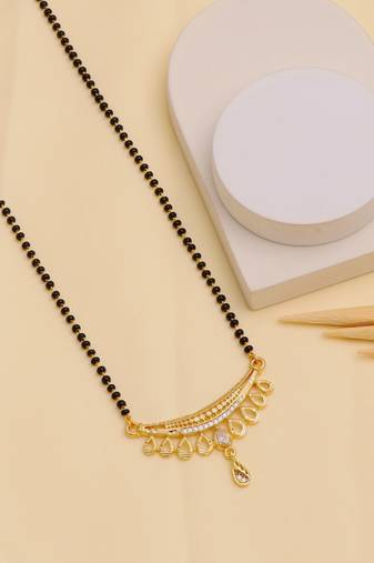 gold plated diamond mangalsutra 