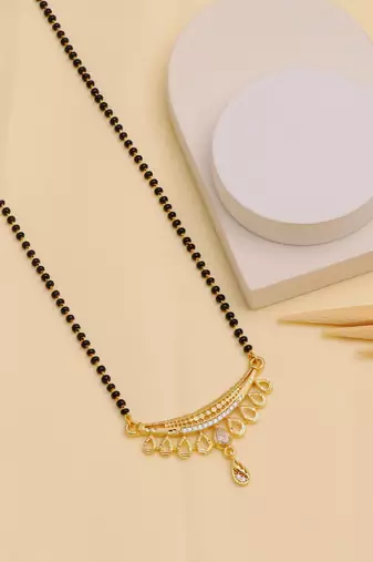 gold plated diamond mangalsutra 