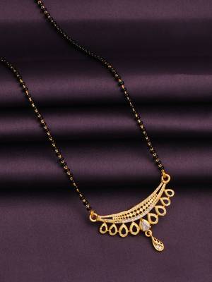 gold plated diamond mangalsutra  2