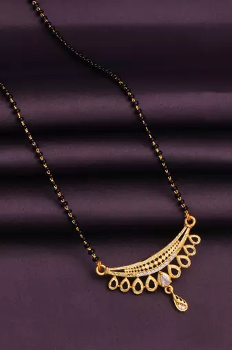 gold plated diamond mangalsutra 