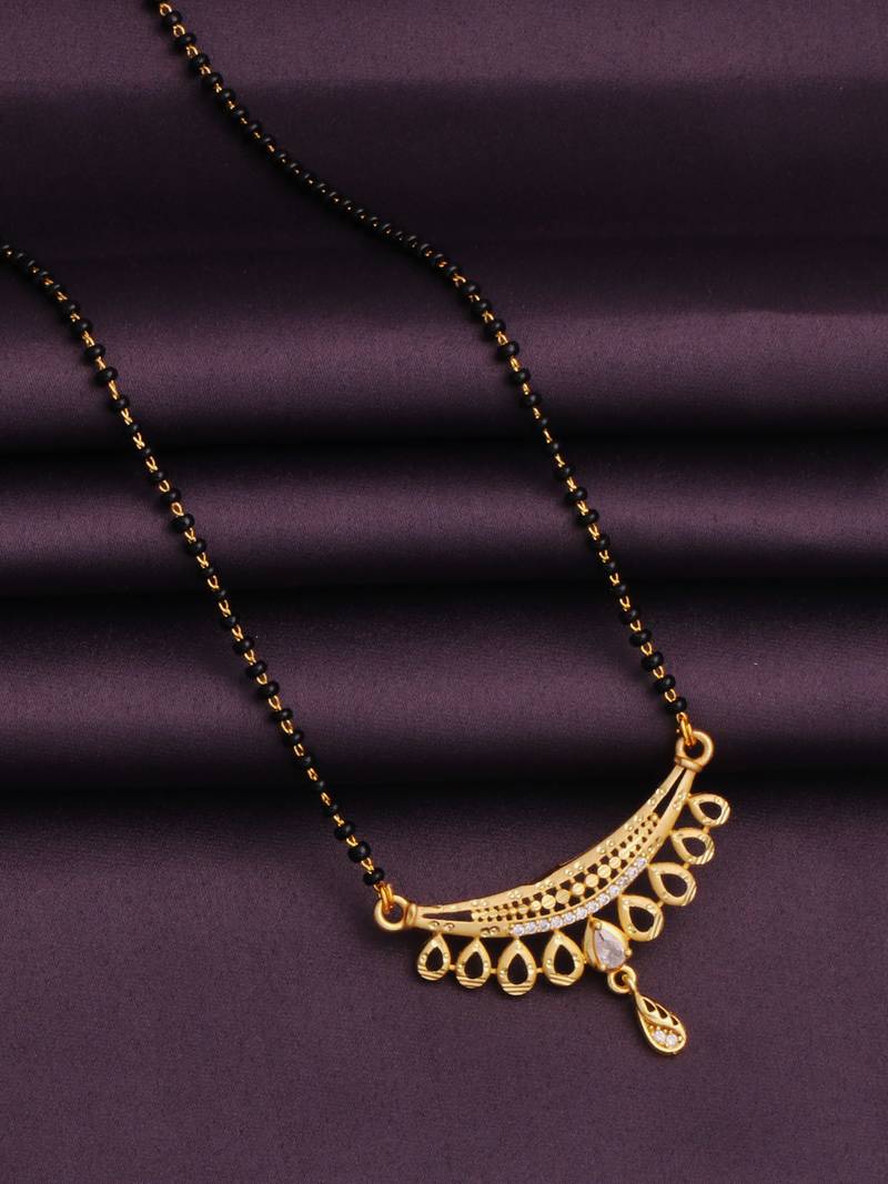 gold plated diamond mangalsutra 