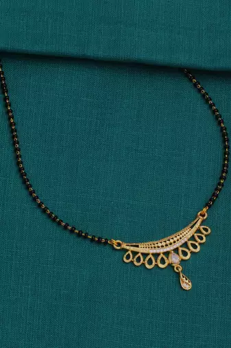 gold plated diamond mangalsutra 