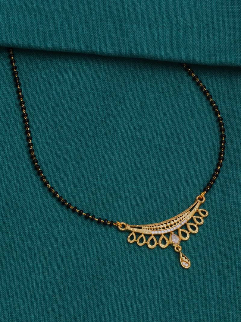gold plated diamond mangalsutra 