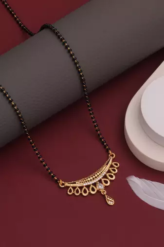 gold plated diamond mangalsutra 