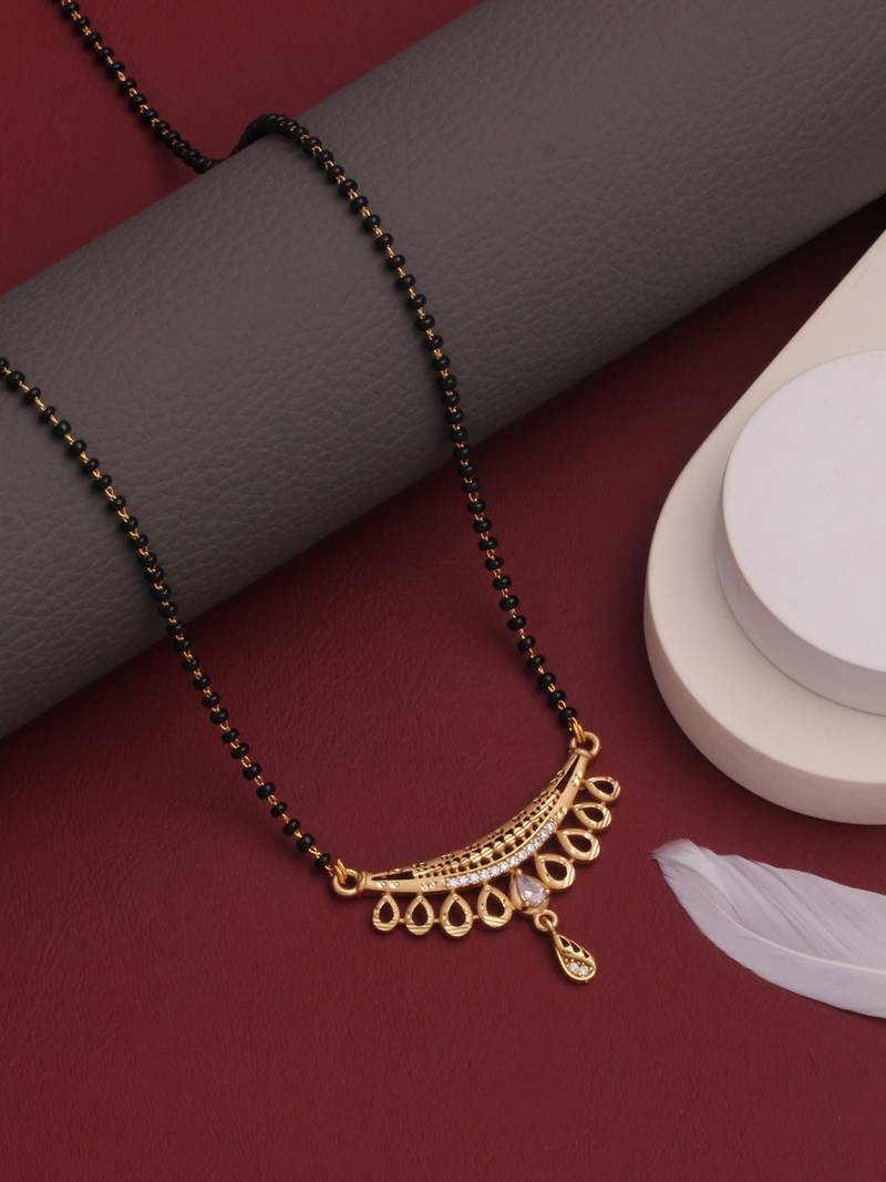 gold plated diamond mangalsutra 