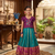 Teal pure silk zari with heavy maggam work lehenga choli