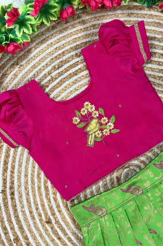 Perrot pure silk zari with heavy maggam work lehenga choli