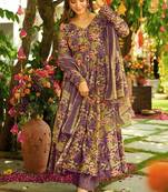 Purple muslin anarkali salwar suit