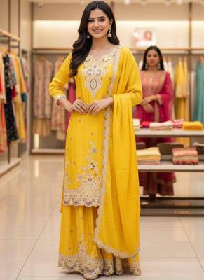 yellow chinon salwar suit dupatta 1