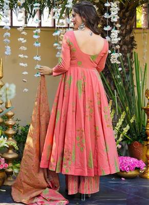 Peach muslin anarkali salwar suit 2