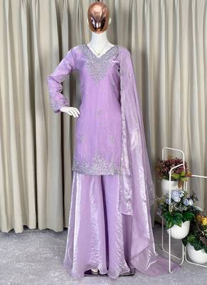 purple salwar suit dupatta 2