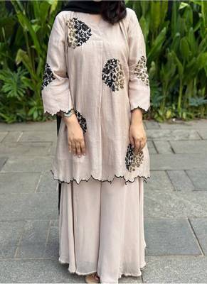cream silk blend salwar suit dupatta 1