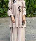 cream silk blend salwar suit dupatta