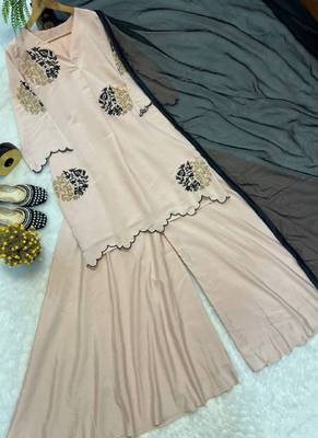 cream silk blend salwar suit dupatta 2