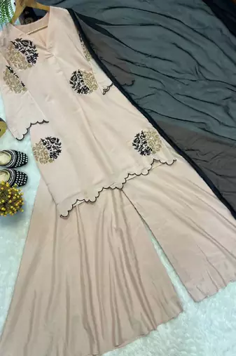 cream silk blend salwar suit dupatta