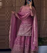 pink silk blend salwar suit dupatta