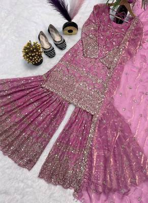 pink silk blend salwar suit dupatta 2