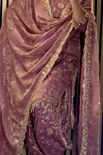 purple silk blend salwar suit dupatta