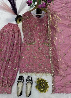 purple silk blend salwar suit dupatta 2