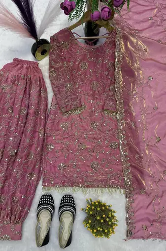 purple silk blend salwar suit dupatta