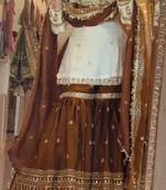 white crepe silk blend salwar suit dupatta