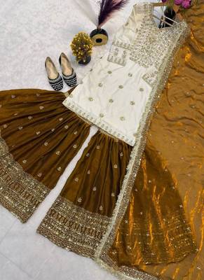 white crepe silk blend salwar suit dupatta 2