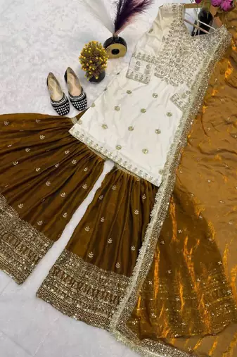 white crepe silk blend salwar suit dupatta