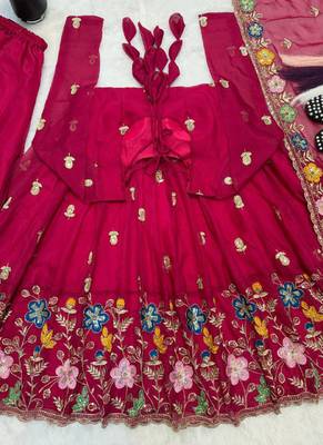 pink oragnza anarkali salwar suit dupatta 3
