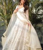 white faux georgette anarkali salwar suit dupatta