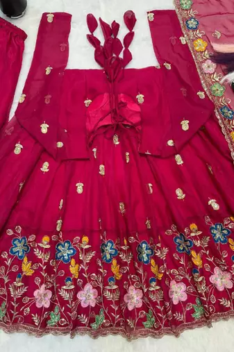 pink oragnza anarkali salwar suit dupatta