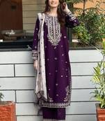 purple faux georgette salwar suit dupatta