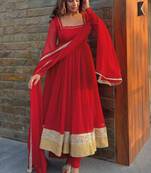 red faux anarkali suit dupatta