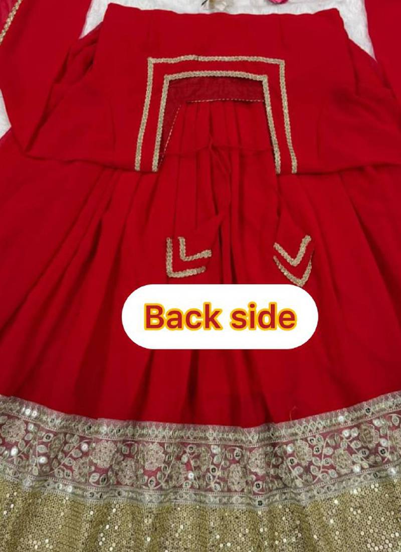 red faux anarkali suit dupatta