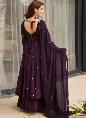 purple silk blend salwar suit dupatta 2